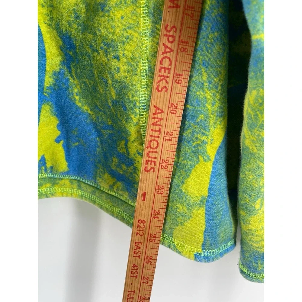 Russell Athletic Skull Hoodie Neon‎ Green Blue Y2K Grunge Small Unisex